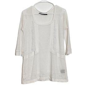 Patterson J. Kincaid White Beaded Blouse Shirt S